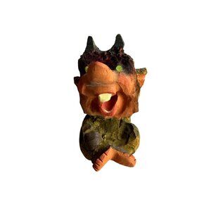 Henning  Norwegian Hand-Carved Painted Wooden Gnome Troll Folk Art Figurine 4"